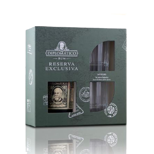Εικόνα της Diplomatico Reserva Exclusiva Rum 700ml (Gift Box + 2 Glasses)