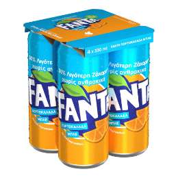 Picture of Fanta Orange Blue No Carbonated Can 330ml Four Pack